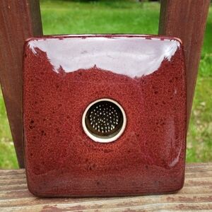 Coyote Roadhouse Ikebana Square Floral Pin Frog Vase - Red